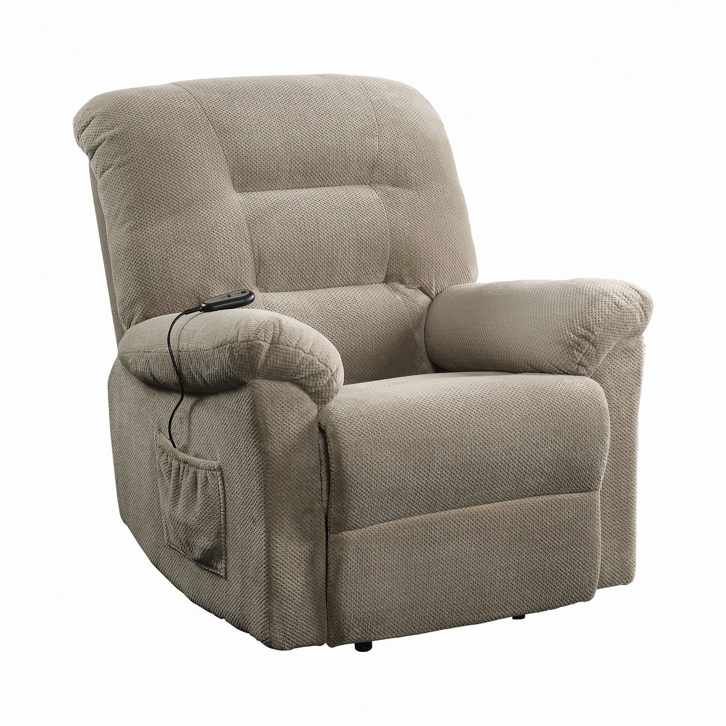 Upholstered Power Lift Recliner Beige SKU: 600399 coastmega