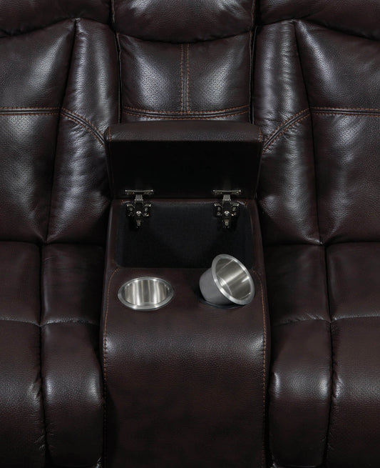 Zimmerman Upholstered Tufted Living Room Set Dark Brown SKU: 601711-S2 coastmega