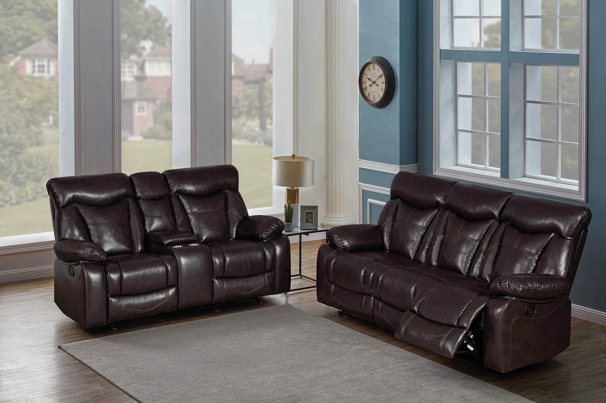 Zimmerman Upholstered Tufted Living Room Set Dark Brown SKU: 601711-S2 coastmega
