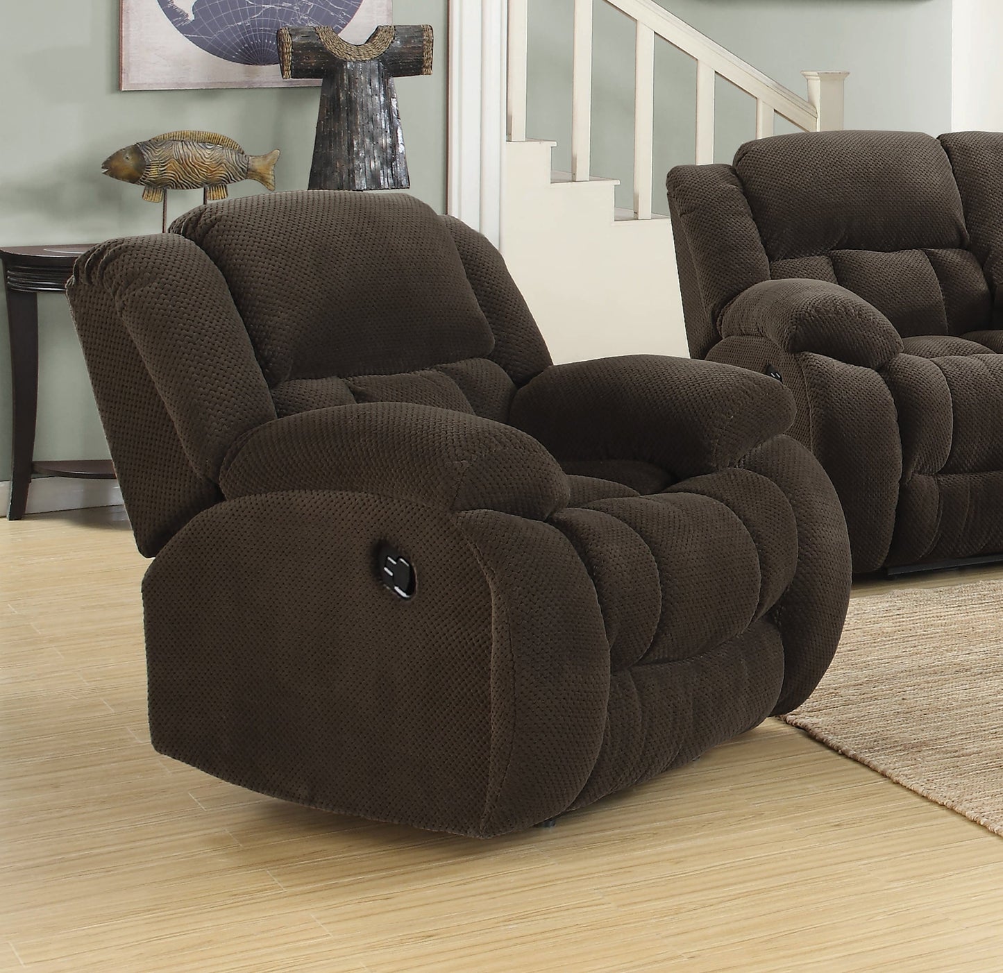 Weissman Upholstered Glider Recliner Chocolate Collection: Weissman SKU: 601926 coastmega