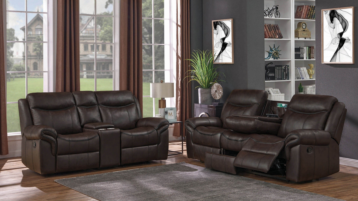 Sawyer Upholstered Tufted Living Room Set Cocoa Brown SKU: 602331-S2 coastmega