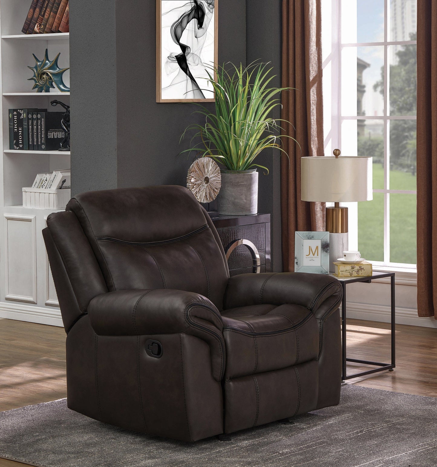 Sawyer Upholstered Glider Recliner Cocoa - 602333 coastmega