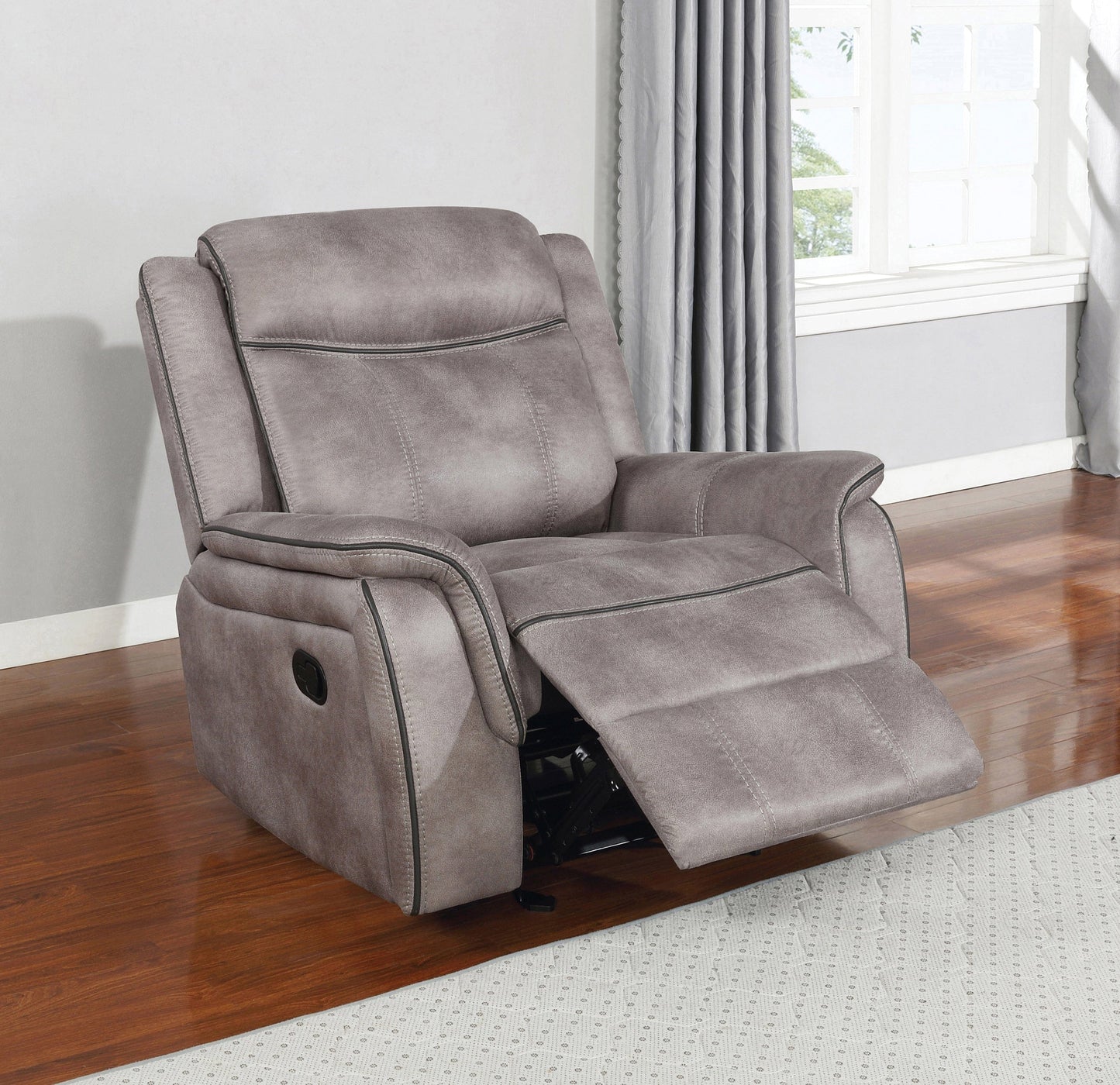 Lawrence Upholstered Tufted Back Glider Recliner SKU: 603503 coastmega