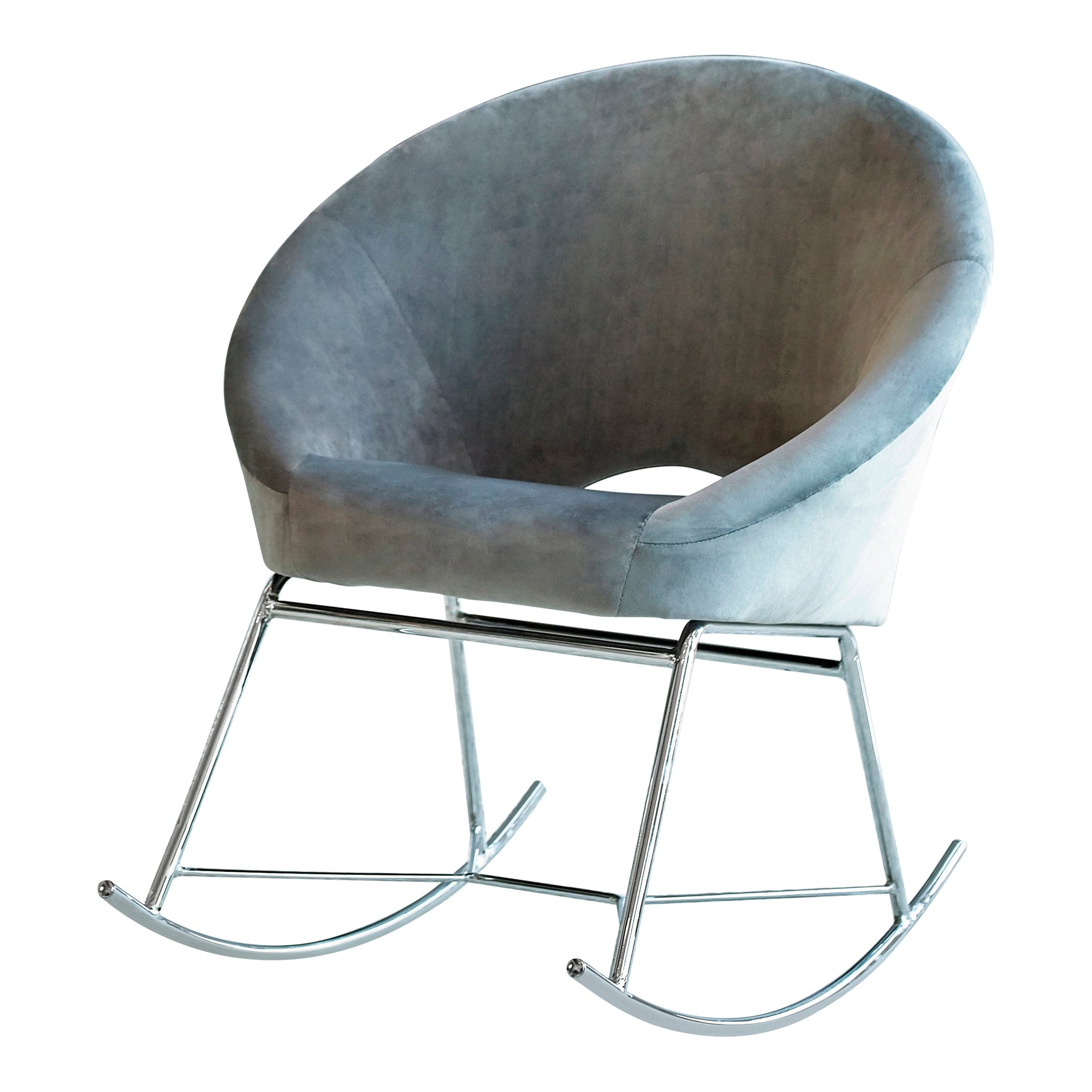 Upholstered Papasan Rocking Chair Silver And Chrome SKU: 605501