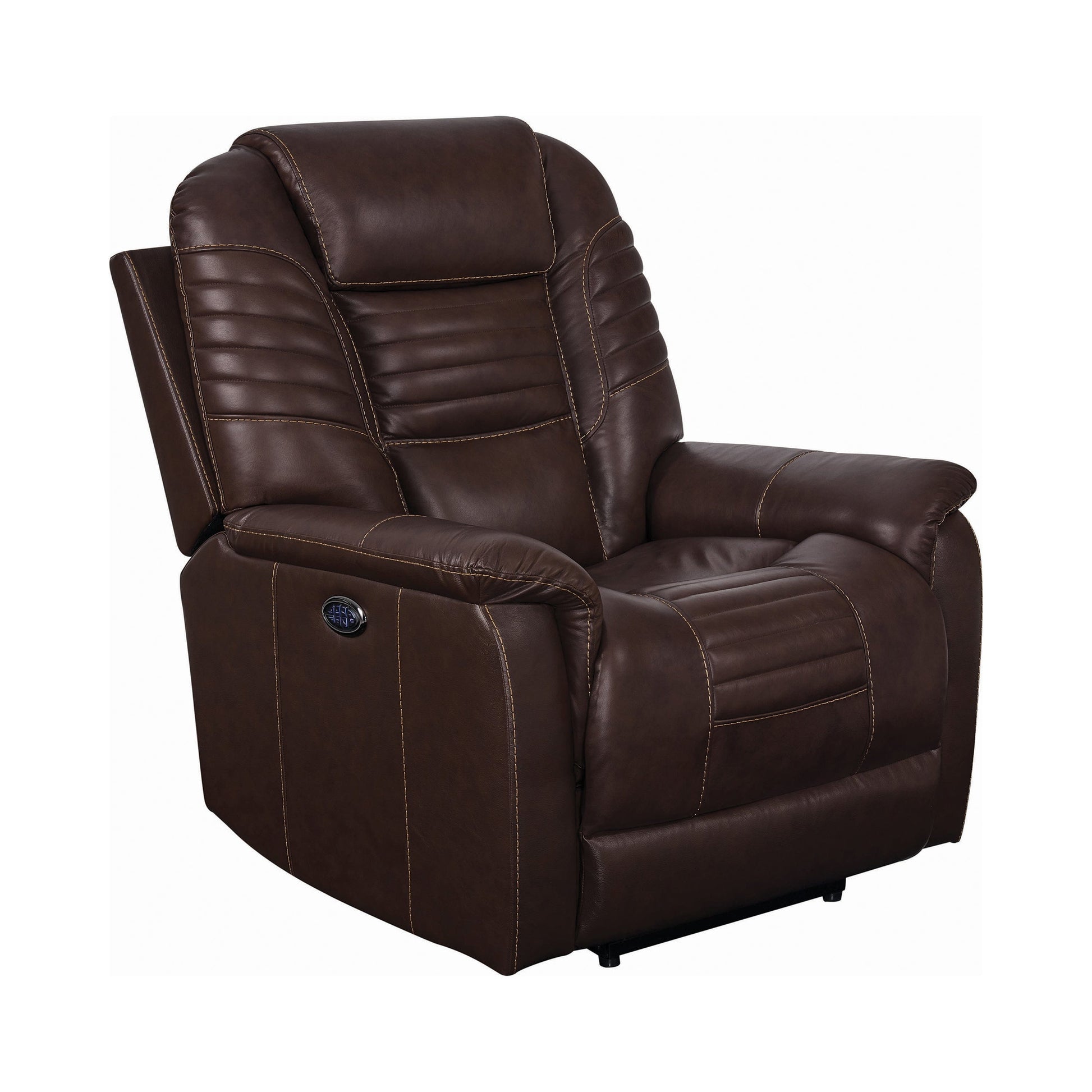 Upholstered Power^3 Recliner With Power Headrest Brown SKU: 608961PPP coastmega