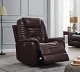 Upholstered Power^3 Recliner With Power Headrest Brown SKU: 608961PPP