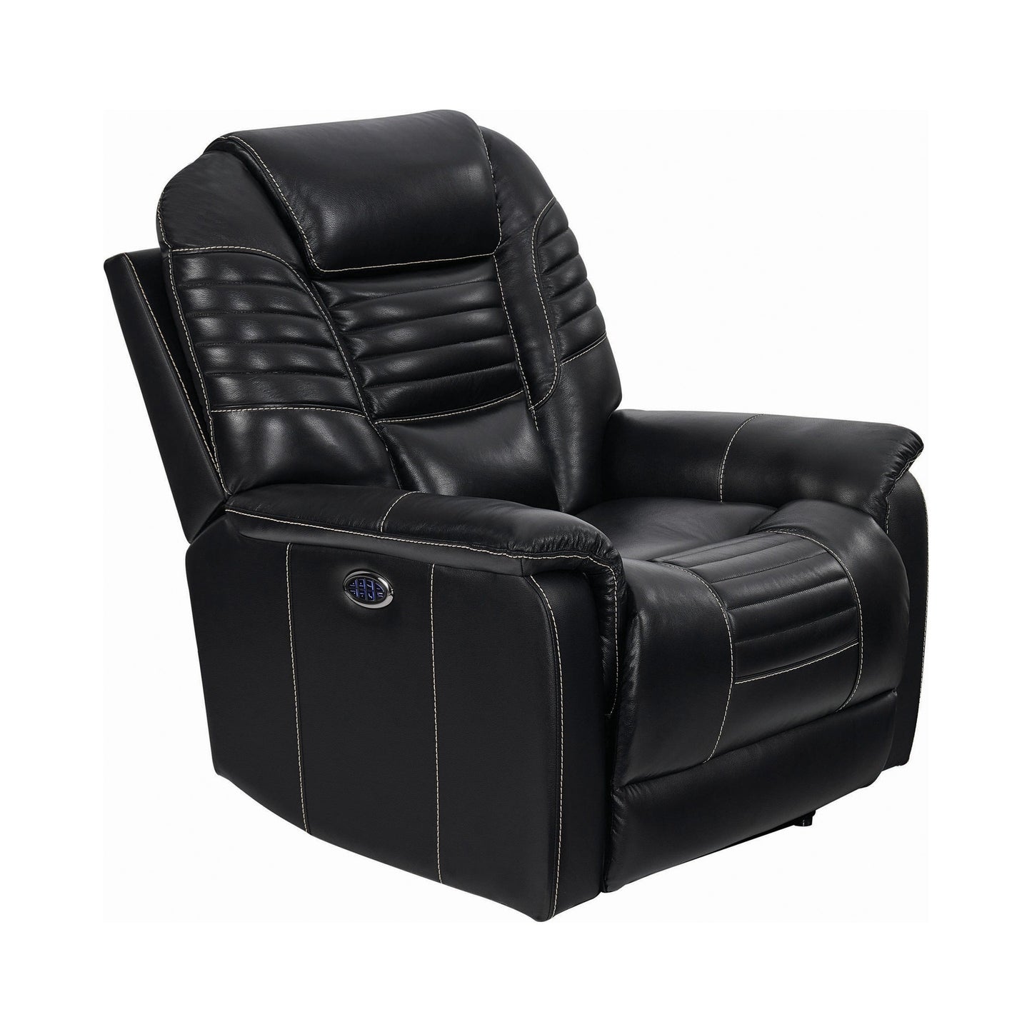 Upholstered Power^3 Recliner With Power Headrest Black SKU: 608962PPP coastmega