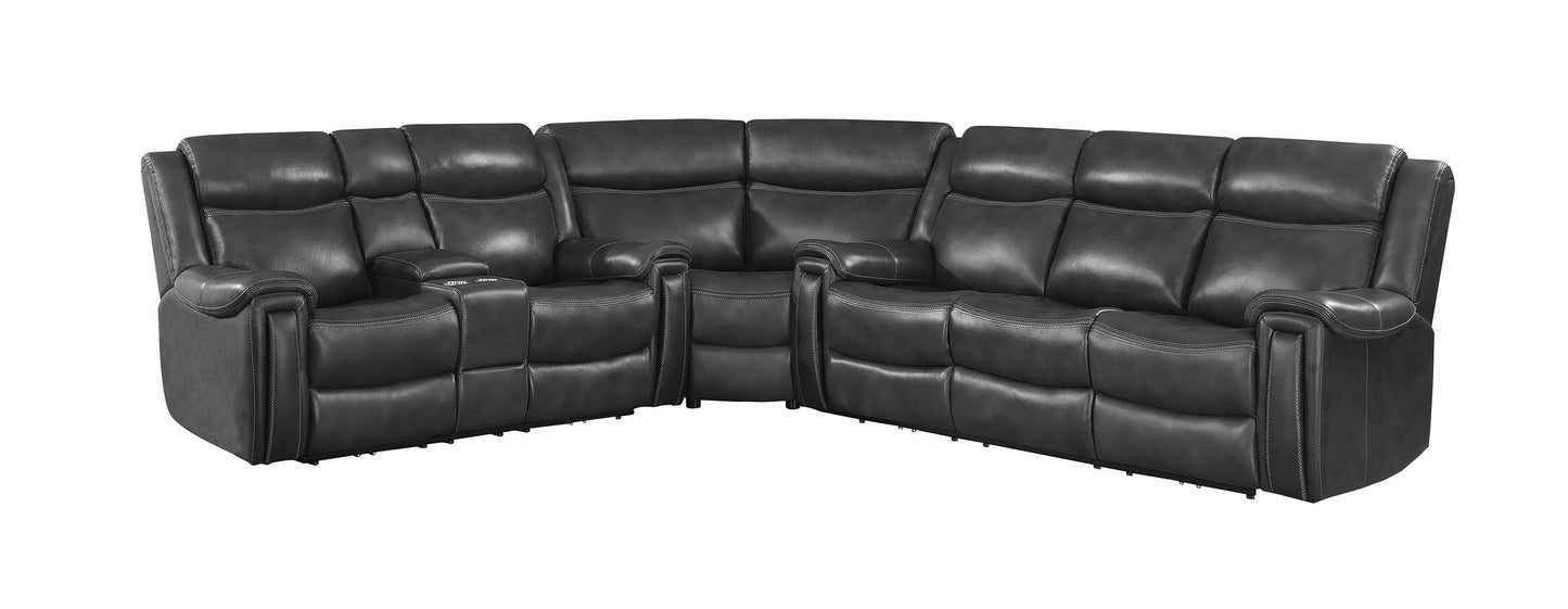 Shallowford 3-Piece Upholstered Power^2 Sectional Hand Rubbed Charcoal SKU: 609320PPI coastmega