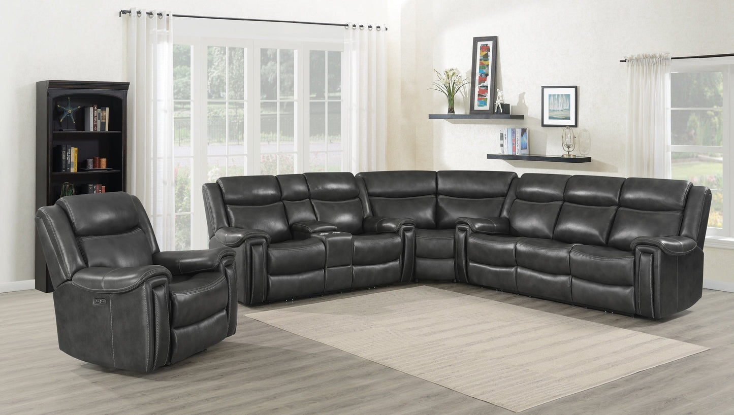 Shallowford 3-Piece Upholstered Power^2 Sectional Hand Rubbed Charcoal SKU: 609320PPI coastmega