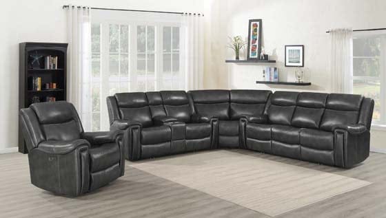 Shallowford 3-Piece Upholstered Power^2 Sectional Hand Rubbed Charcoal SKU: 609320PPI coastmega
