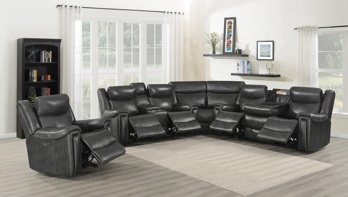 Shallowford 3-Piece Upholstered Power^2 Sectional Hand Rubbed Charcoal SKU: 609320PPI coastmega