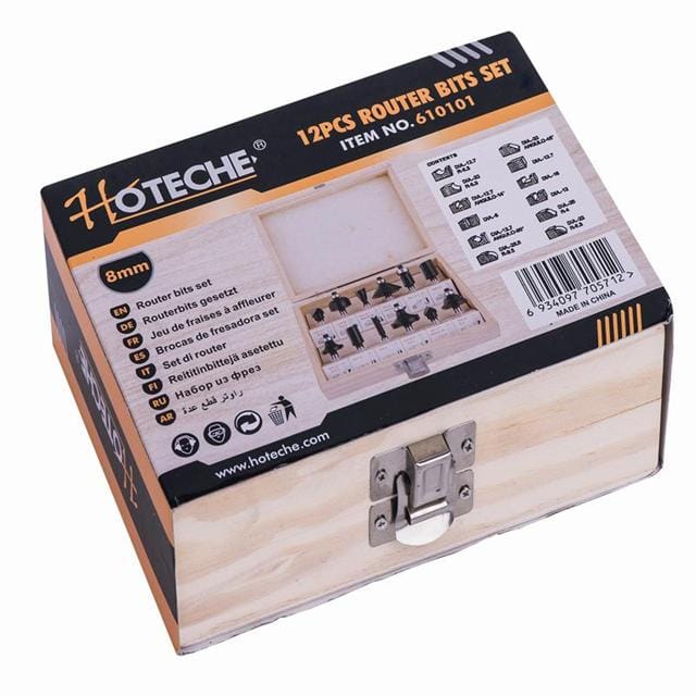 Hoteche Router 12PC carbide blade Bit Set, for smoother & faster cuts  - PVHH031 MEGA