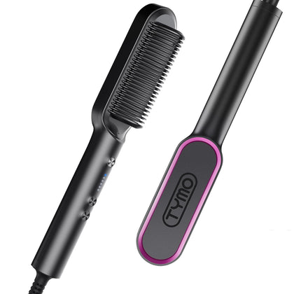 Hair Straightener Brush, TYMO Ring Hair Straightener Comb Straightening Brush for Women with 5 Temps 20s Fast Heating & Dual Voltage