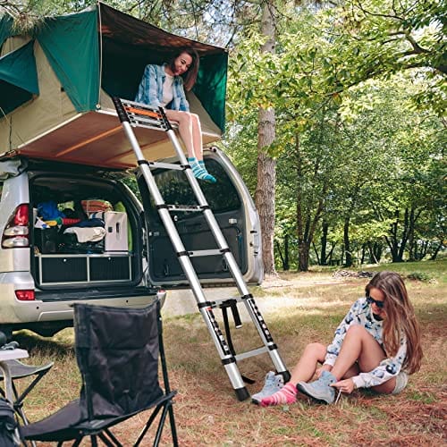 ALPURLAD Telescoping Ladder 10.5FT Aluminum Extension Ladders Lightweight Collapsible Ladder Telescopic Ladders for RV, Loft, Attic, Home, 330lbs Capacity ebuystt
