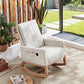 VECELO Rocking Chair, Upholstered Glider Rocker for Nursery Comfy Armchair with Safe Solid Wood Base/USB Port/Side Pocket for Living Room Bedroom Balcony Home Office, Off-White ebuys