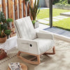 VECELO Rocking Chair, Upholstered Glider Rocker for Nursery Comfy Armchair with Safe Solid Wood Base/USB Port/Side Pocket for Living Room Bedroom Balcony Home Office, Off-White