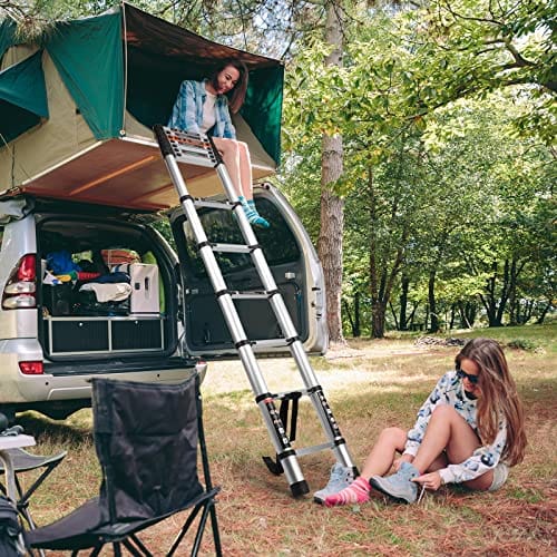 ALPURLAD Telescoping Ladder 10.5FT Aluminum Extension Ladders Lightweight Collapsible Ladder Telescopic Ladders for RV, Loft, Attic, Home, 330lbs Capacity ebuystt