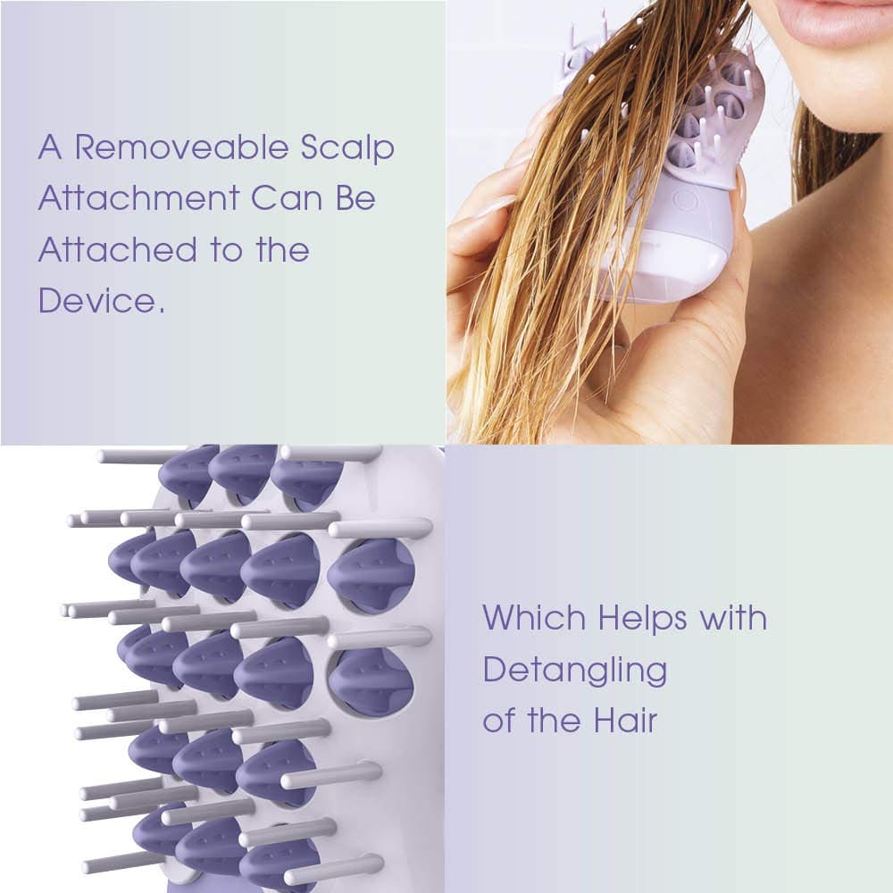 True Glow by Conair Hair Scalp Massager with Removable Detangling Silicone Comb, Shampoo Brush & Body Exfoliator - FCB10 Pie's Variety Store