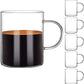 Glass Coffee Mugs Set of 6, Aoeoe 15 oz Large Coffee Mug, Wide Mouth Glass Mugs, Mocha Hot Beverage Mugs, Clear Espresso Cups with Handle, Glass Cup for Hot or Cold Latte, Cappuccino, Tea, Juice, Beer - WIL-X002VD5MZ3 Pie's Variety Store
