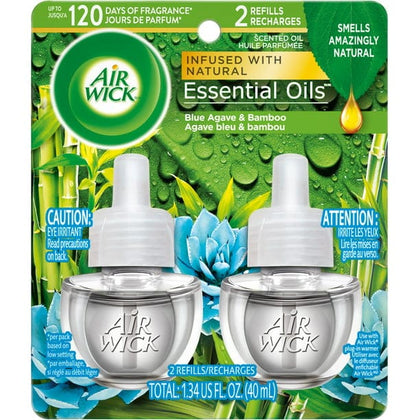 Air Wick Plug in Scented Oil Refill, 2 ct, Blue Agave and Bamboo, Air Freshener, Essential Oils - AWPISORBANB2CT