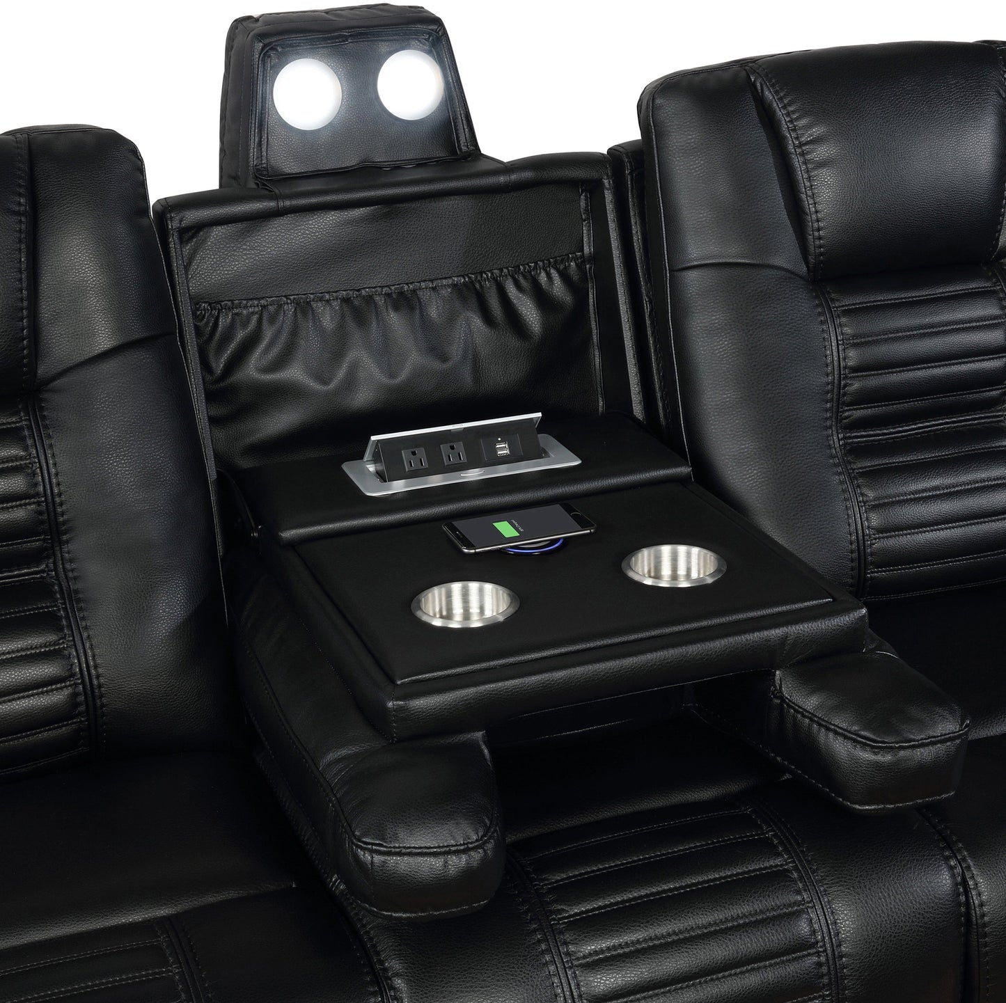 Zane Upholstered Living Room Set Black- 651301PP-S2 coastmega
