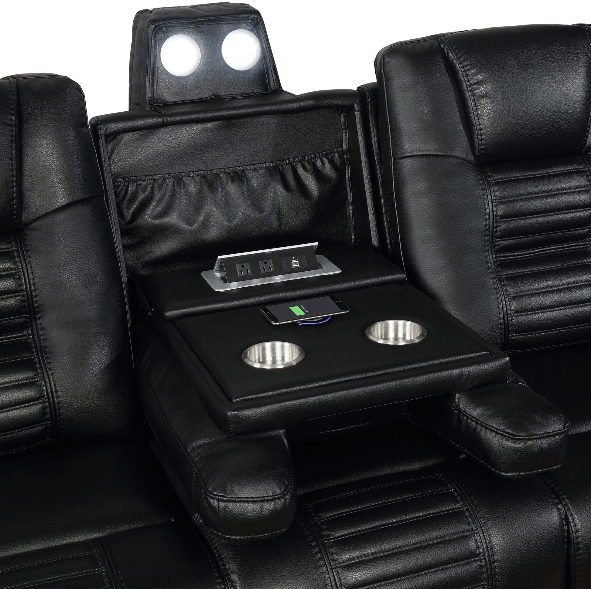 Zane Upholstered Living Room Set Black- 651301PP-S2 coastmega
