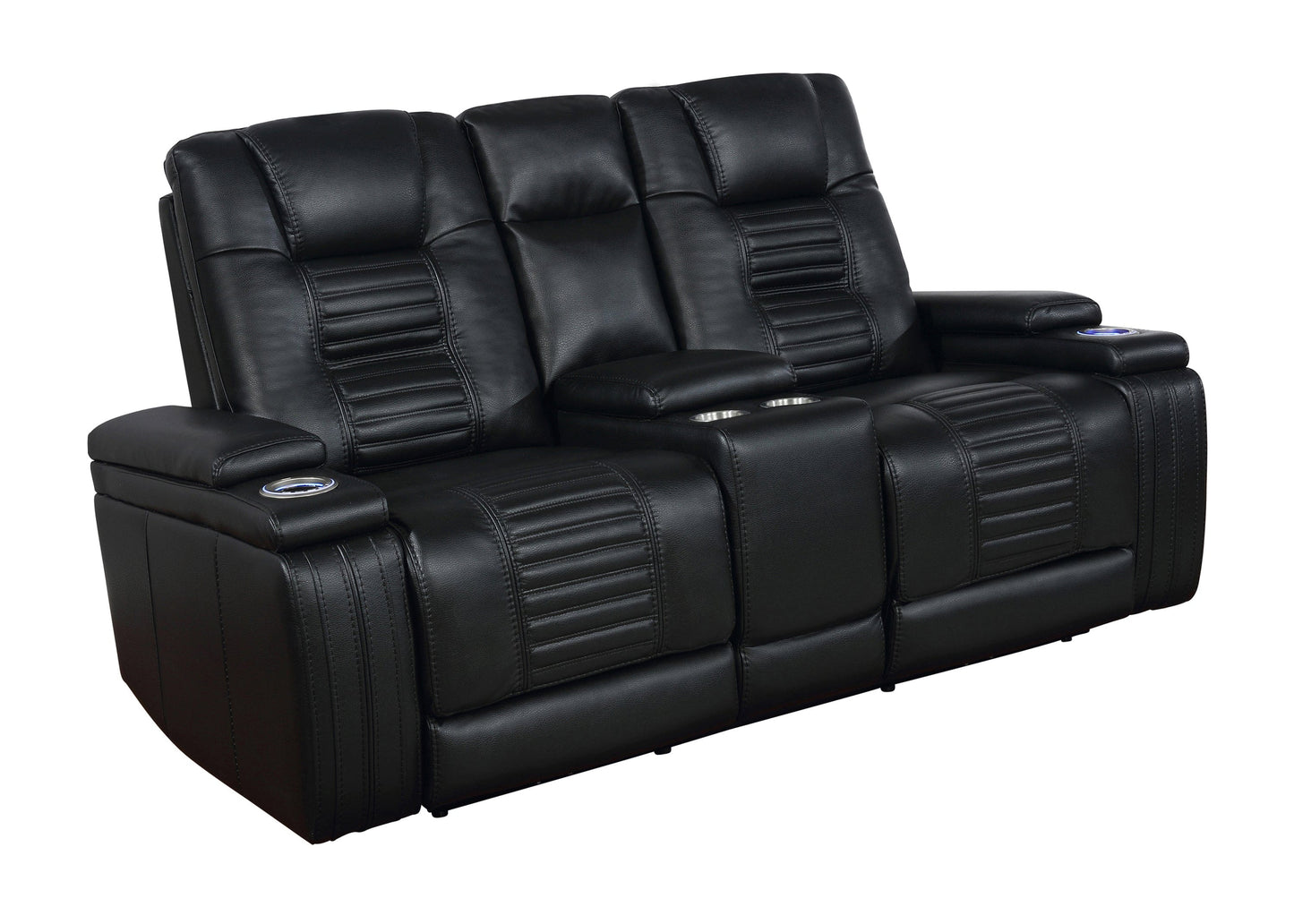 Zane Upholstered Living Room Set Black- 651301PP-S2 coastmega