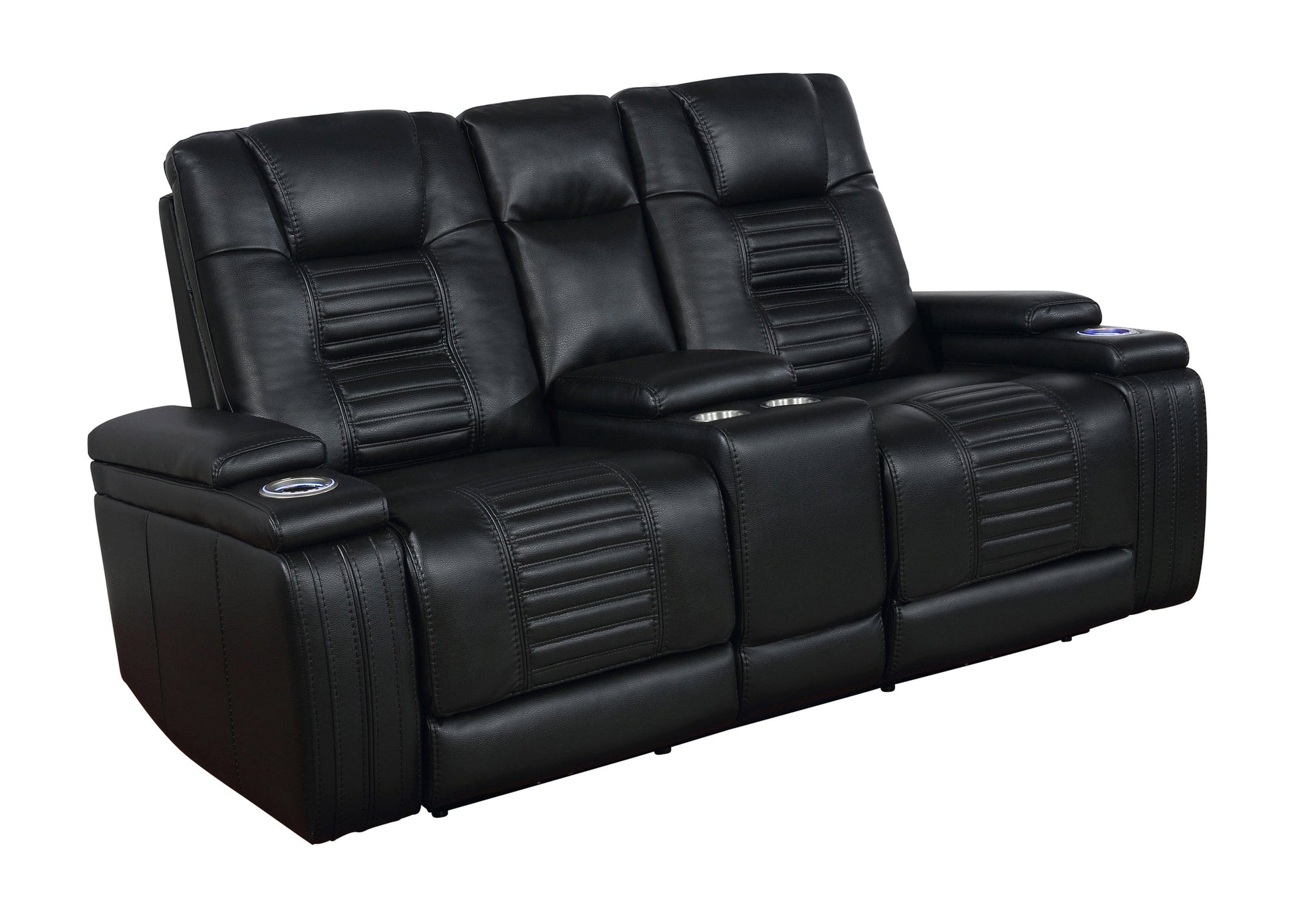 Zane Upholstered Living Room Set Black- 651301PP-S2 coastmega