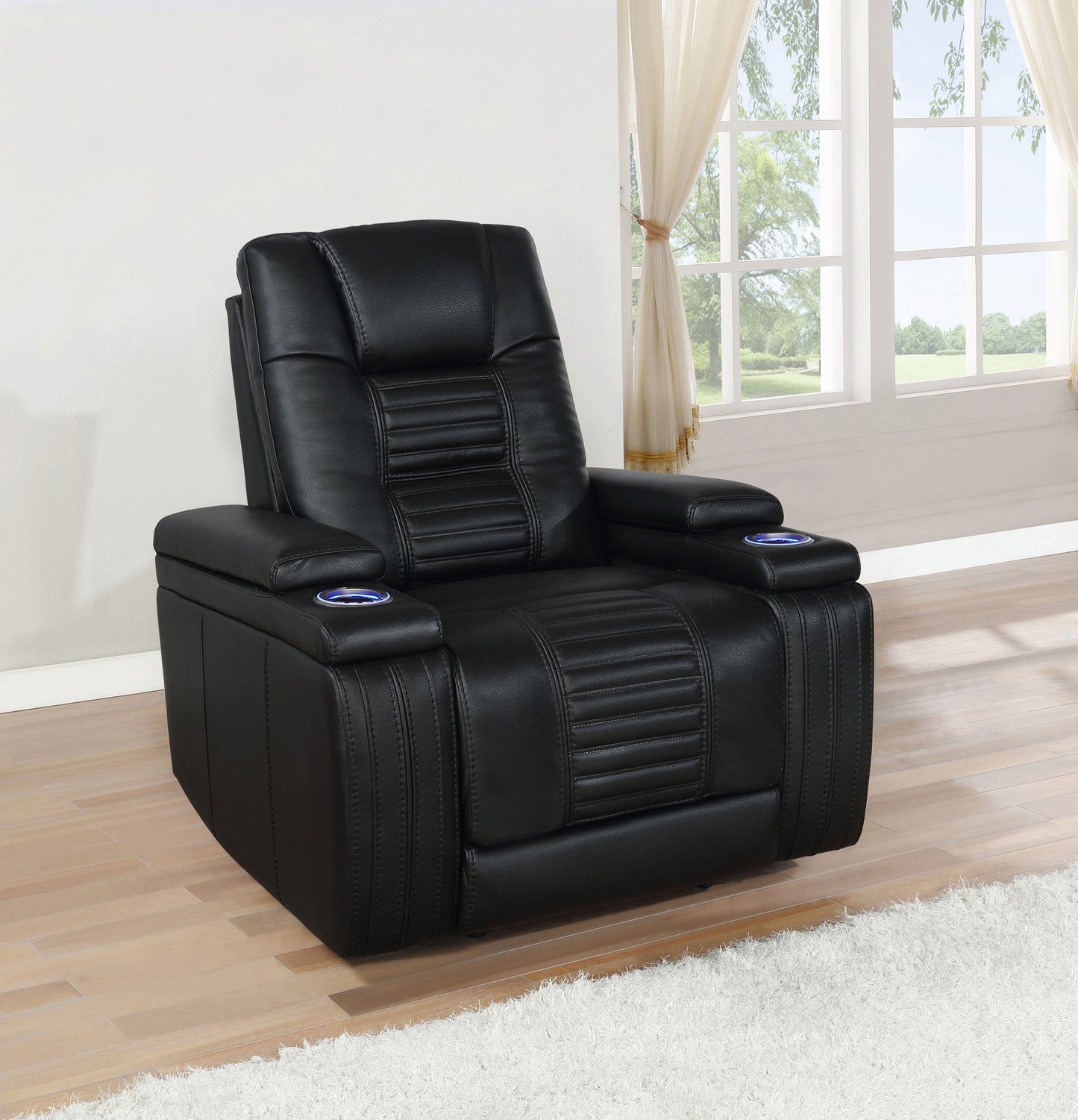Zane Upholstered Dual Power Recliner Black coastmega