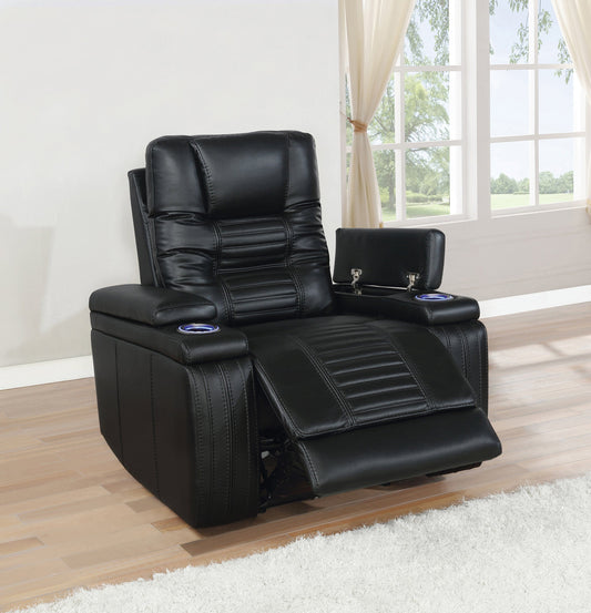 Zane Upholstered Dual Power Recliner Black coastmega