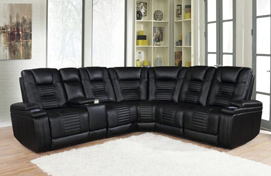 Zane 7-Piece Dual Power Sectional Black SKU: 651320PP coastmega