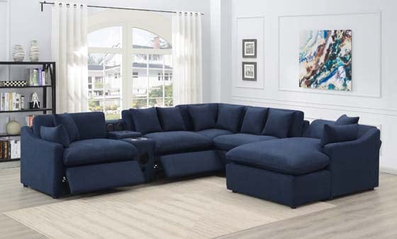Destino 6-Piece Modular Power Sectional Midnight Blue SKU: 651551P-S6 coastmega