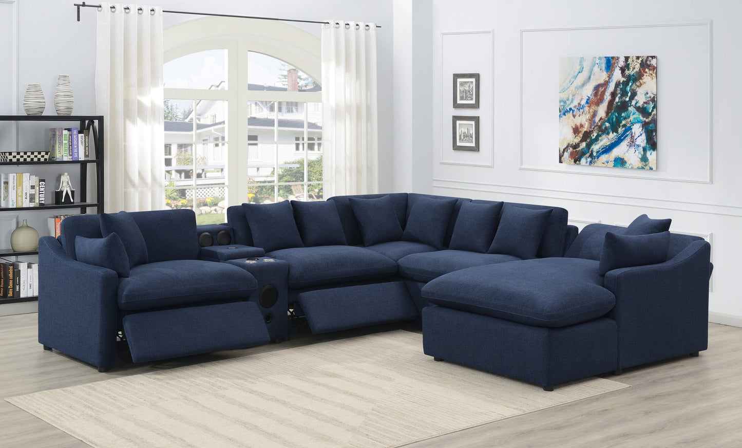 Destino 6-Piece Modular Power Sectional Midnight Blue SKU: 651551P-S6 coastmega