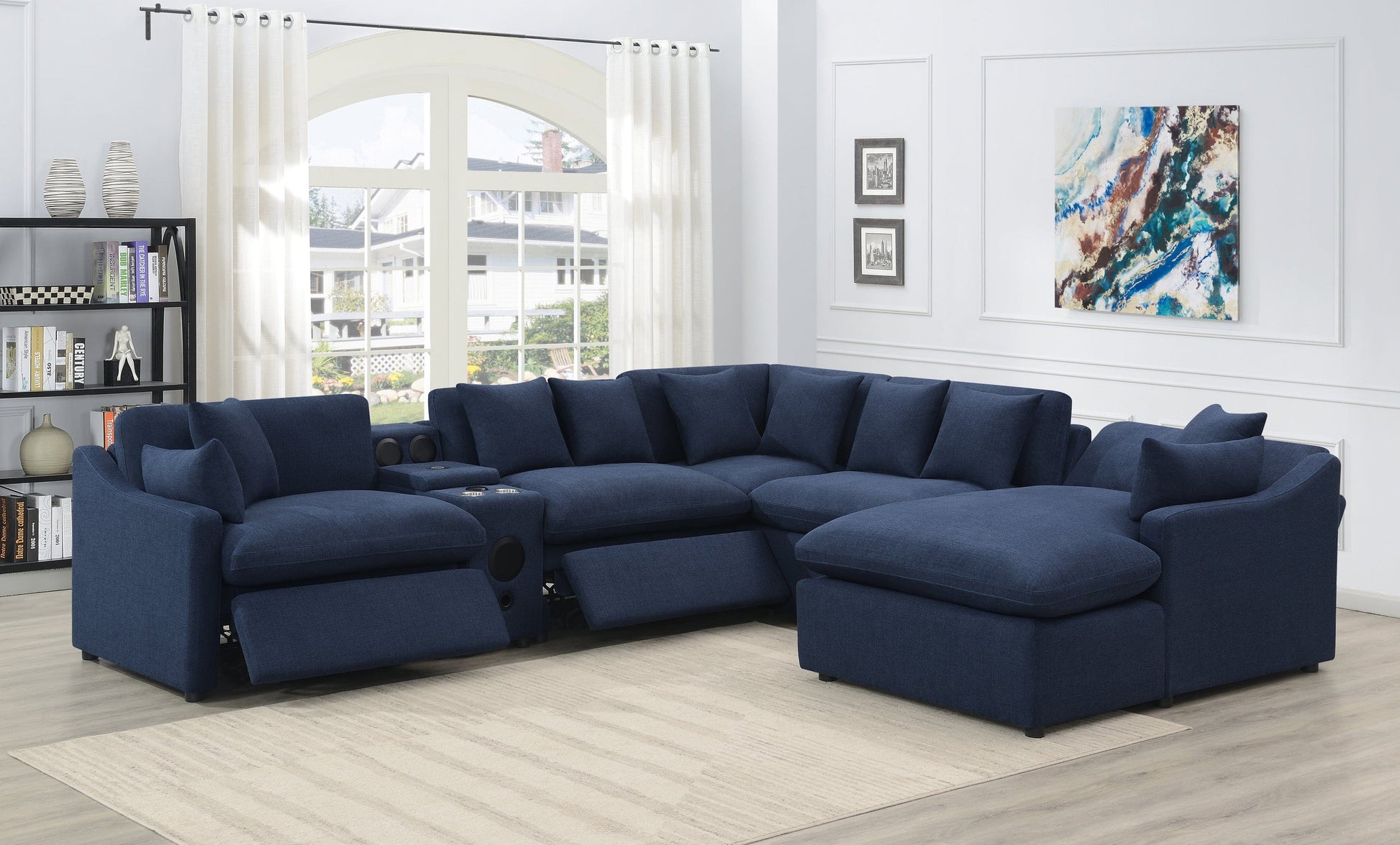 Destino 6-Piece Modular Power Sectional Midnight Blue SKU: 651551P-S6 coastmega