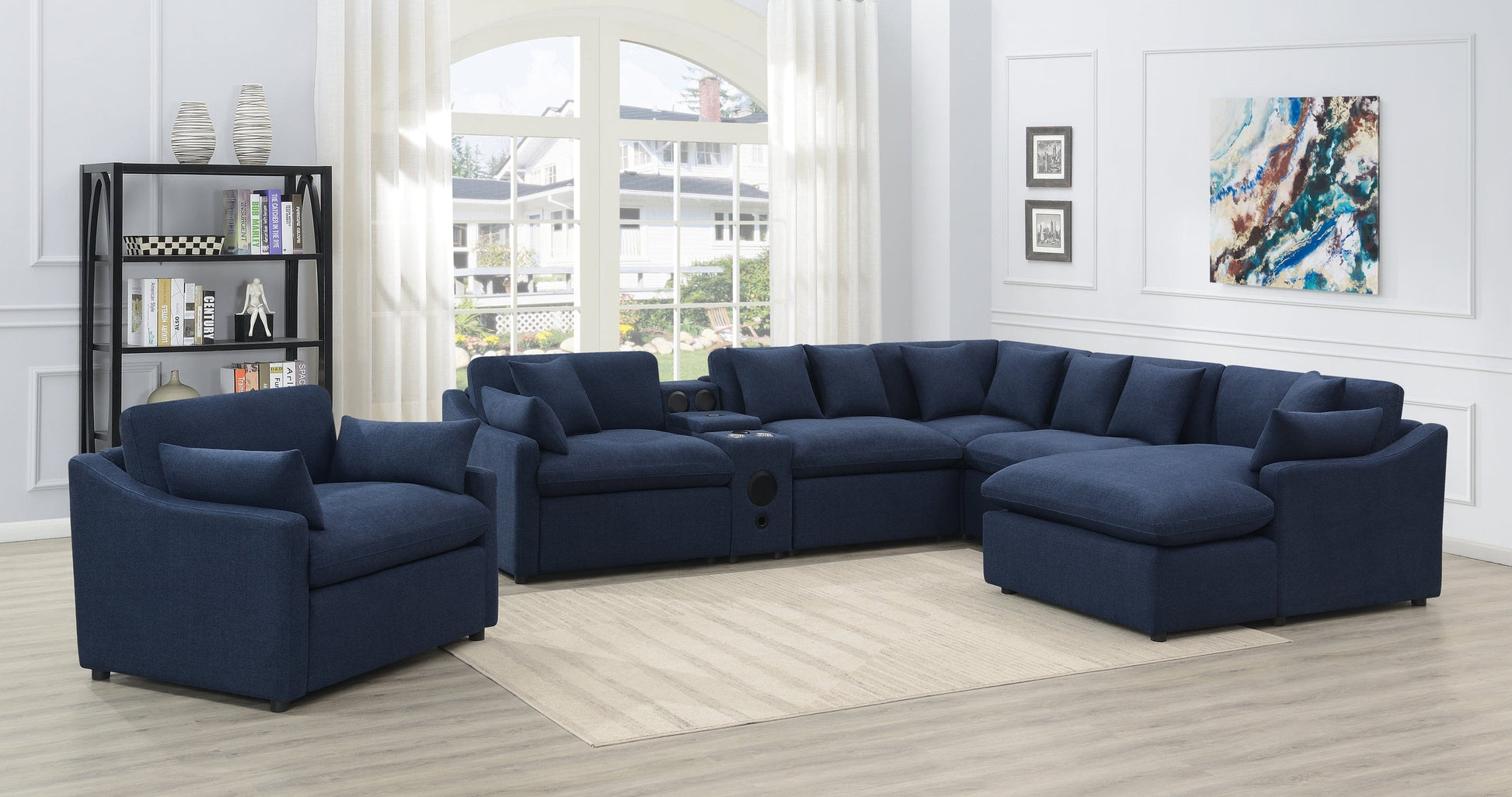 Destino 6-Piece Modular Power Sectional Midnight Blue SKU: 651551P-S6 coastmega