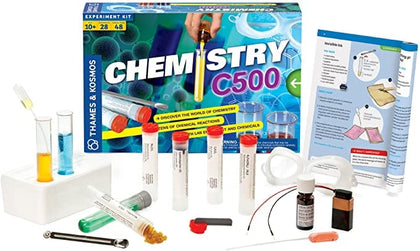 Thames & Kosmos Chemistry C500: 28 classic experiments, Learn about reactions between solids, liquids, and gases - 665012