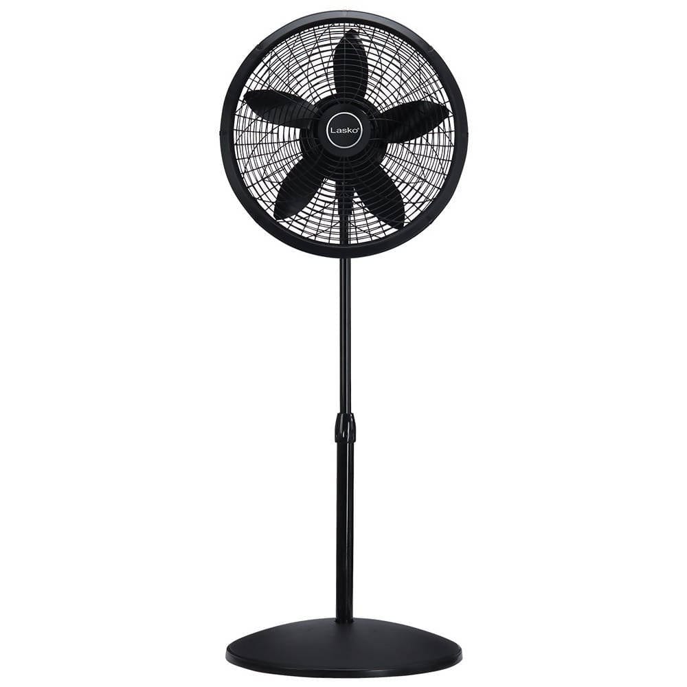 Lasko 18″ Elegance & Performance Adjustable Pedestal Fan, ideal for the bedroom, living room, or near your desk. Low, medium, and high speed make this fan well suited around the whole house. Black - 1827B Pie's Variety Store