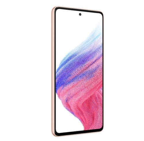 Samsung Cell Phone A53 Peach  The Galaxy A53 is designed to excel, it multitasks with high endurance. It has 6GB Plus RAM that reads your usage patterns and provides additional virtual RAM for an extra boost-443856