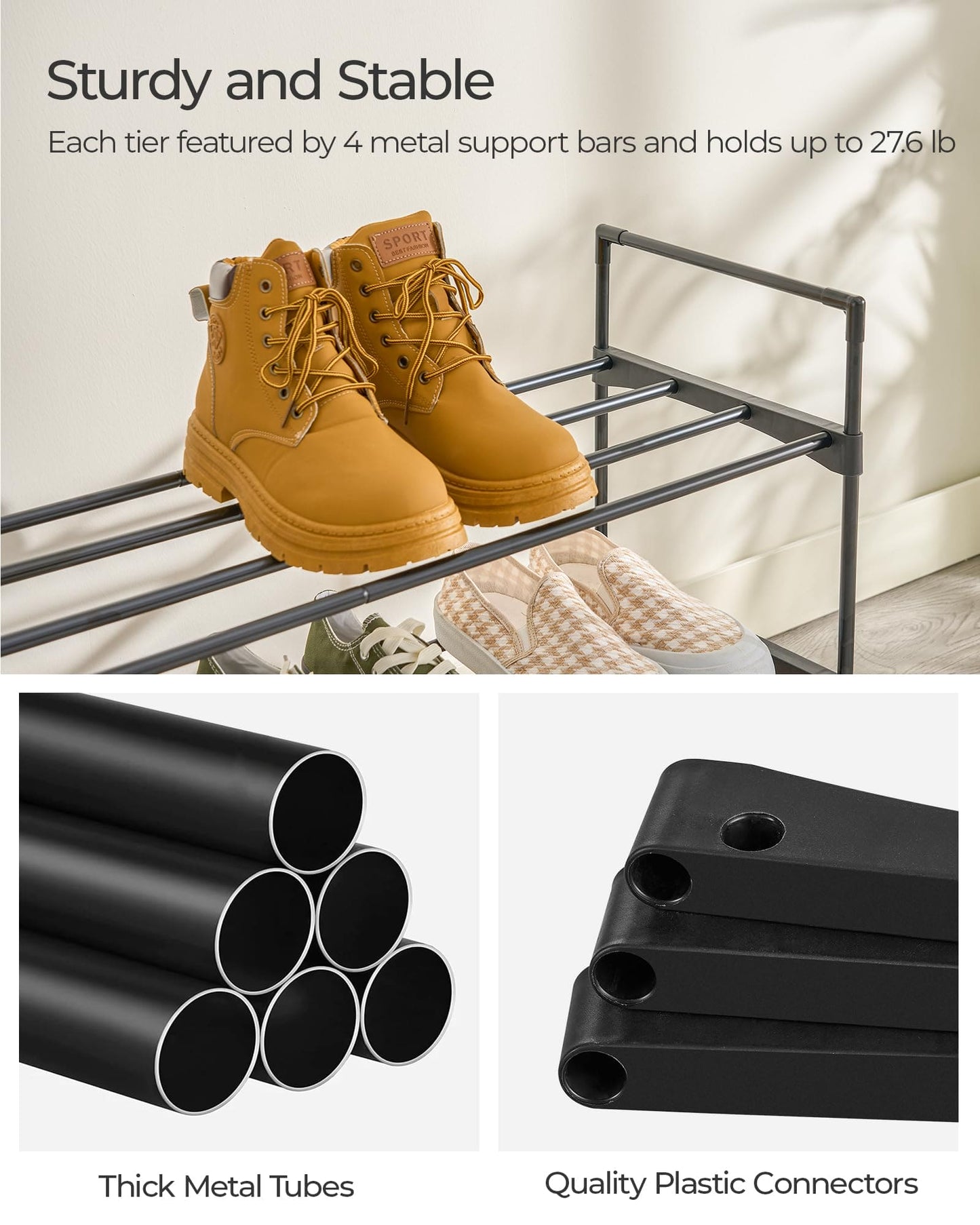 SANGMUCEN Shoe Rack, 5 Tier Shoe Organizer, Shoe Rack for Closet, Metal Shoe Storage Organizer for 30 Pairs, Black SSR051H SANGMUCEN
