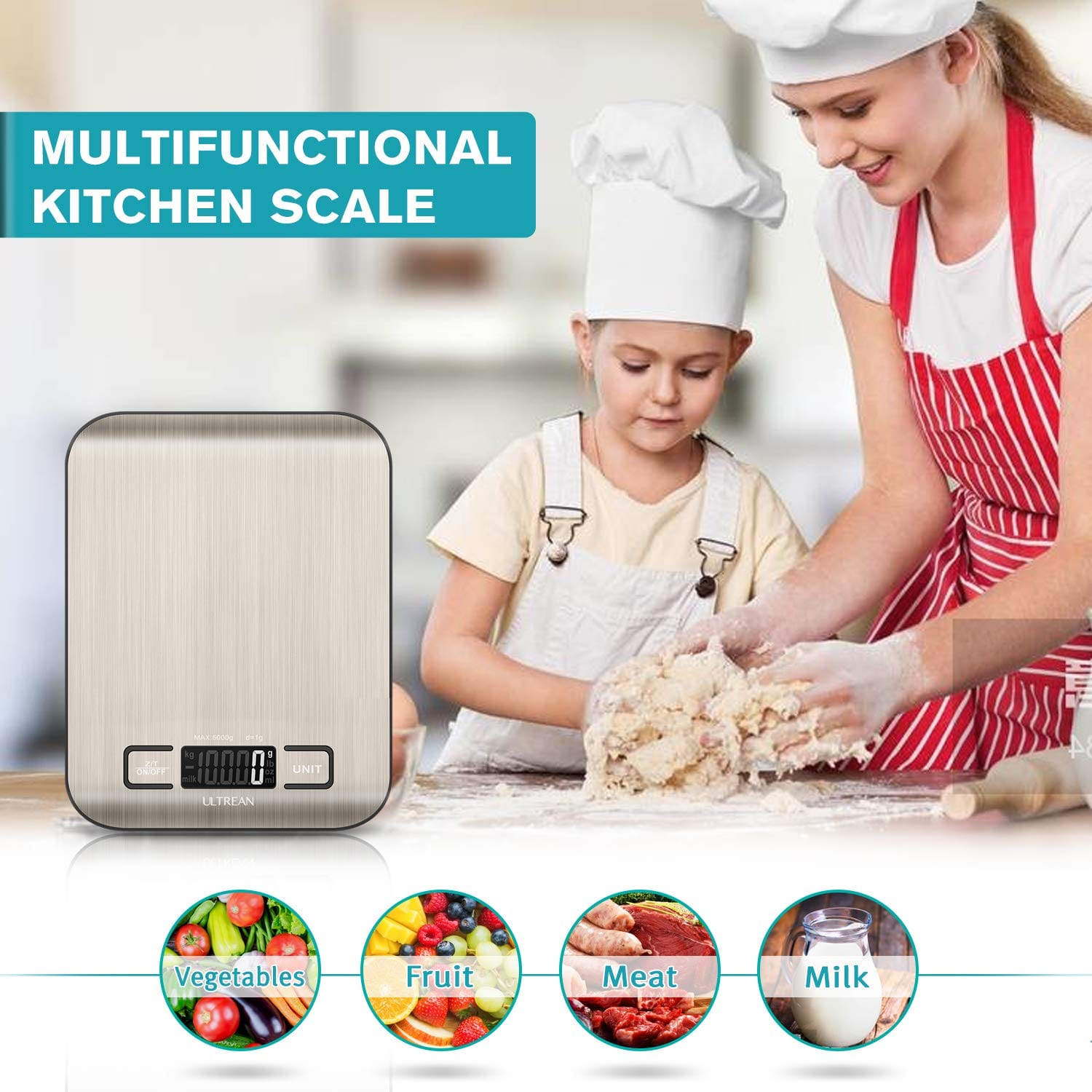 Ultrean Food Scale, Digital Kitchen Scale Weight Grams and Ounces for Baking and Cooking, 6 Units with Tare Function, 11lb (Batteries Included) - WIL-204 Pie's Variety Store