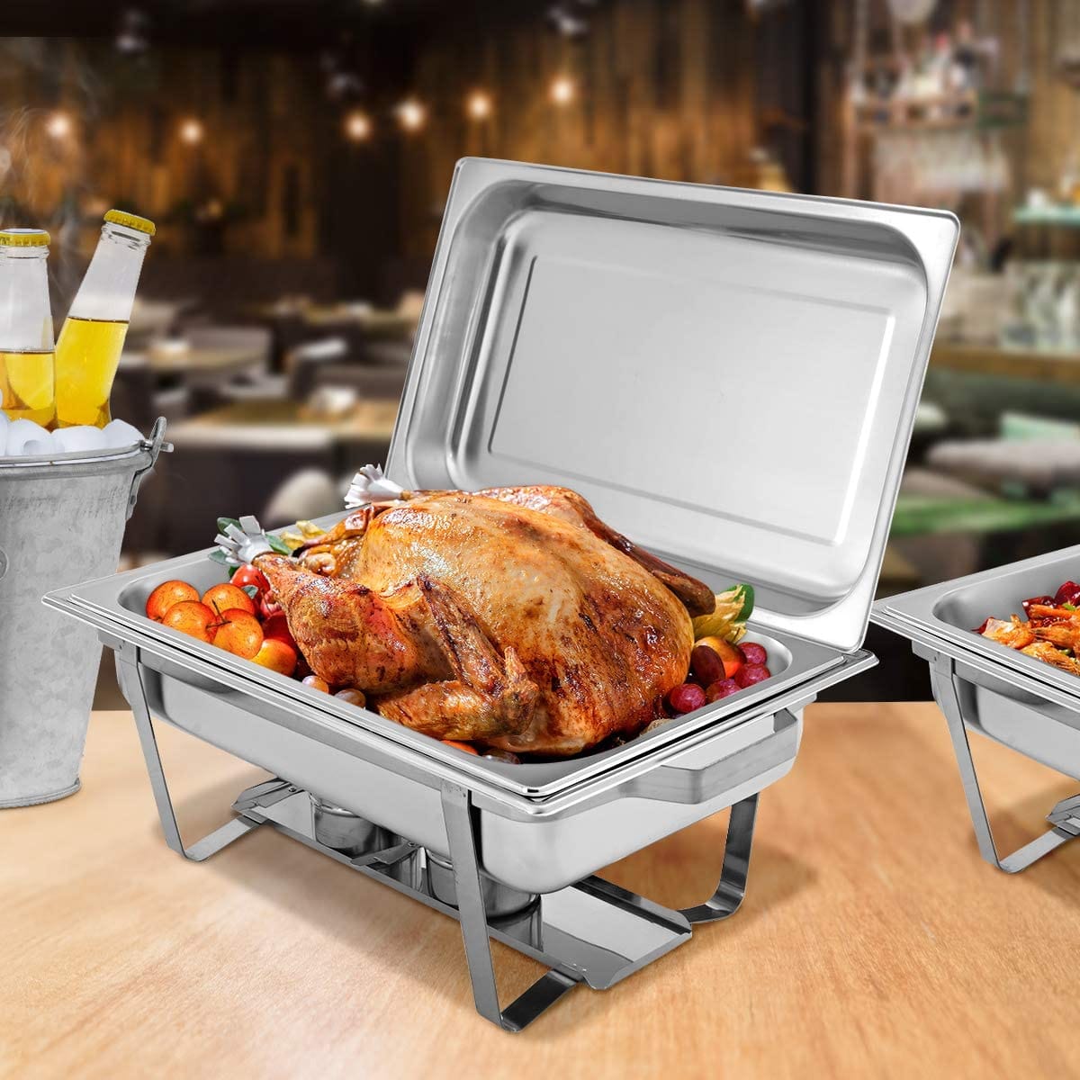Royal Industries ROY COH 2 TWIN Chafing Dish Constructed with stainless steel and designed to be immensely portable, Stainless Steel Chafing Dish is ideal for any caterer or event host. -ROYCOH2 Hannah's Variety Store