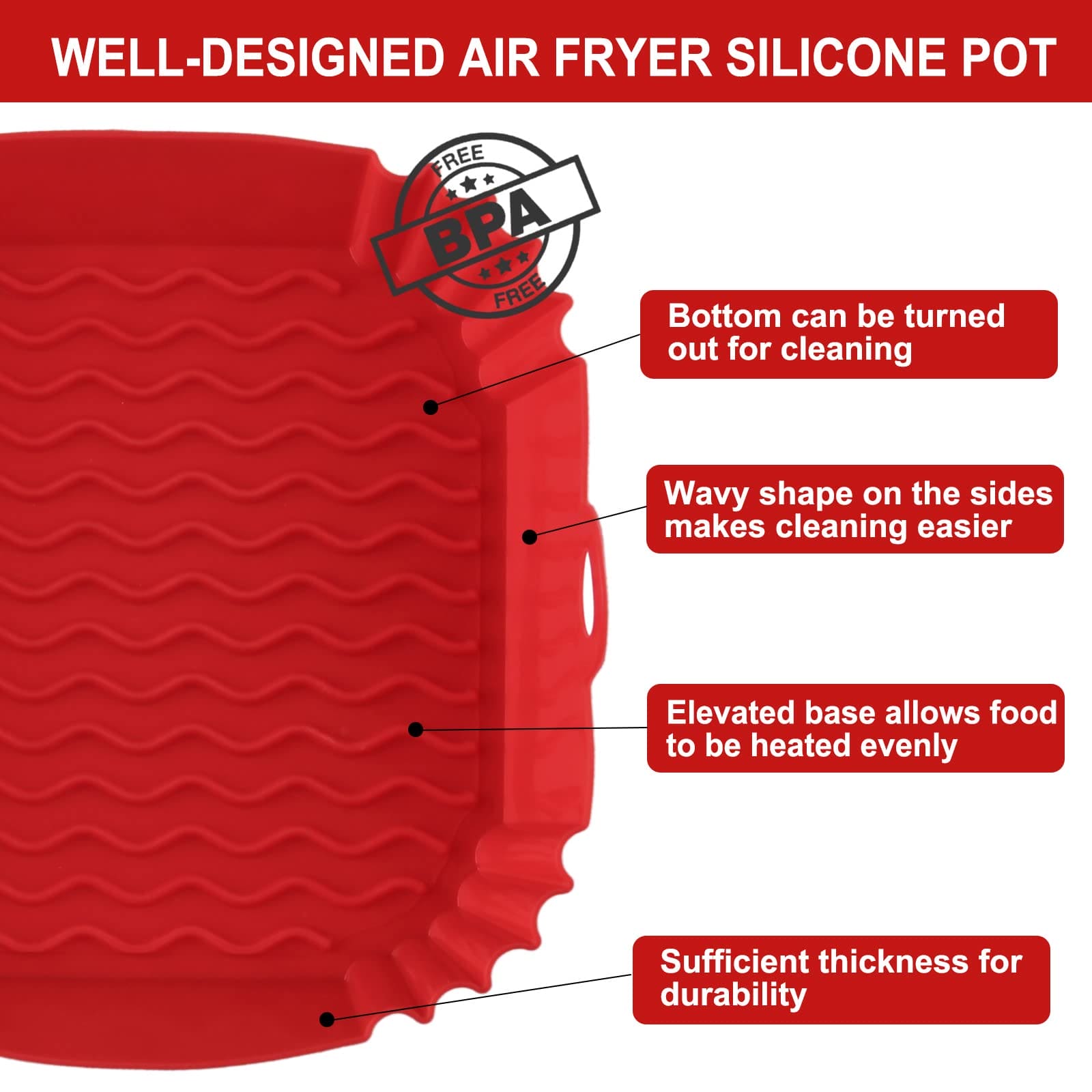 2-Pack Square Silicone Air Fryer Liners for 4-7QT, 8 Inch Silicone Air Fryer Liners Pot, Food Safe Air Fryer Oven Accessories, Replacement Of Parchment Paper, Reusable Air Fryer Silicone Inserts- B0BHH83JRP EBUYSTT