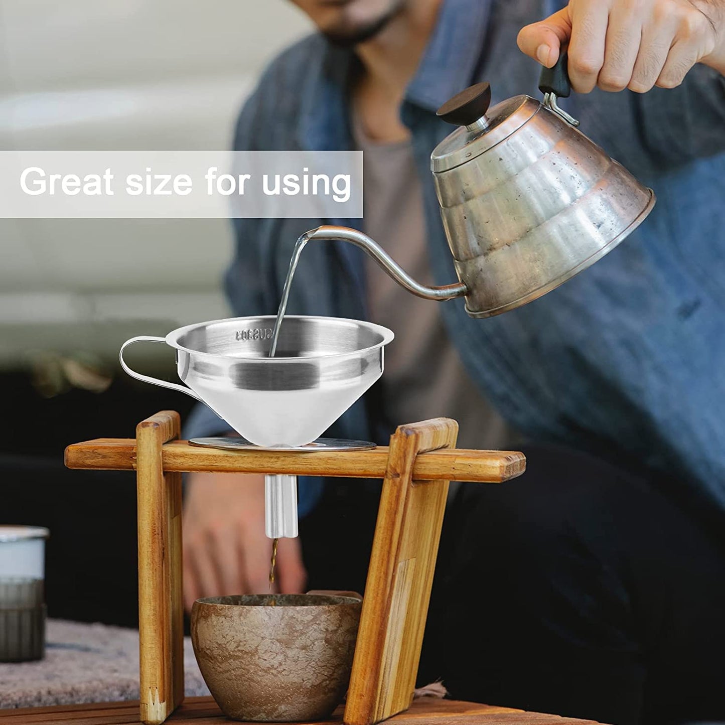 Cosmos 4 inch Stainless Steel Kitchen Funnel Metal Funnel with Removable Filter Rustproof Stainless Steel Funnel for Filtering-MF4 Hannah's Variety Store