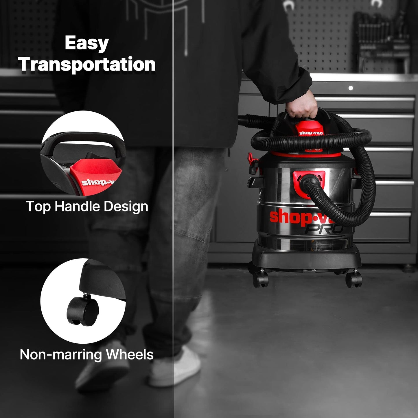 Shop-Vac 5 Gallon 4.5 Peak HP Wet/Dry Vacuum, Stainless Steel Tank, Portable Shop Vacuum with Filter, Hose and Accessories for Garage, Workshop. 5920588 Shop-Vac