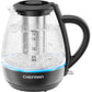 Chefman Electric Kettle with Tea Infuser, 1.7L 1500W, Removable Lid for Easy Cleaning, Boil-Dry Protection, Stainless Steel Filter, BPA Free, Auto Shut Off Hot Water Boiler, Glass Electric Tea Kettle EBUYSTT
