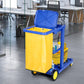 tonchean Commercial Janitorial Cart 3 Shelf, Housekeeping Janitor Cleaning cart, 200 Lbs Large Capacity Janitorial cart, Wheeled with 22 Gallon Yellow Vinyl Bag and Cover lid, Blue tonchean