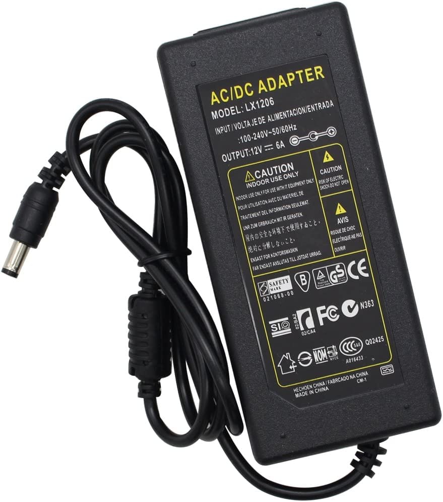 Maxbayou Power Adapter AC 100-240 to DC 12V 6A Transformers Power Supply for LED Strip  This witch power supply converts AC to DC, widely used in power adapter-12V-6A Hannah's Variety Store