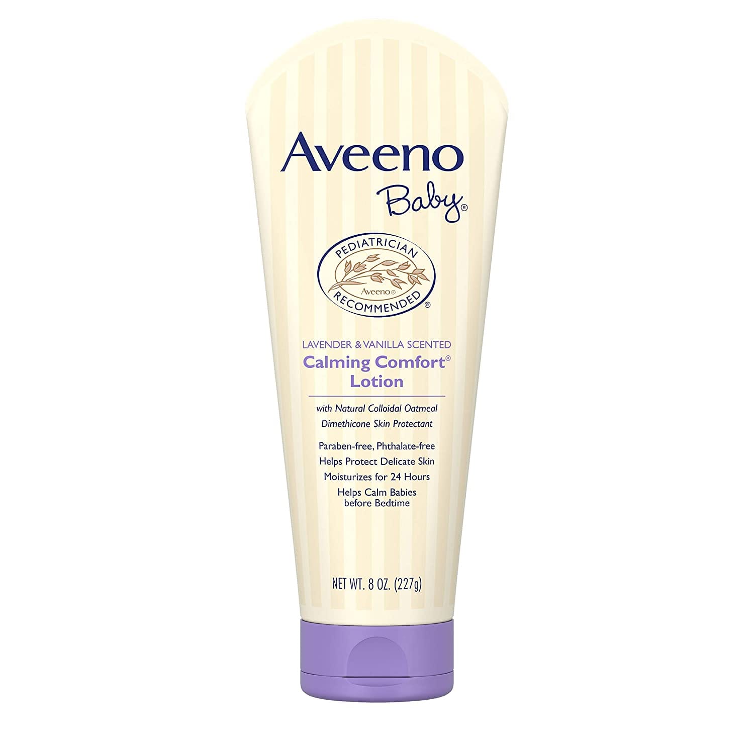 Aveeno Baby Calming Comfort Moisturizing Lotion with Relaxing Lavender & Vanilla Scents, Non-Greasy Body Lotion with Natural Oatmeal & Dimethicone, Paraben- & Phthalate-Free, 8 fl. oz - 38137003645