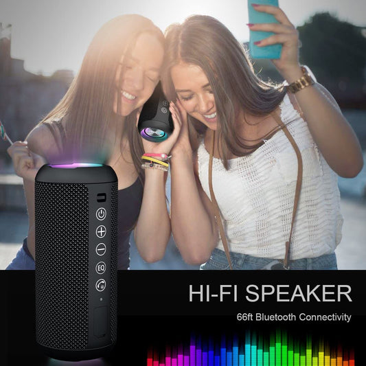 Ortizan Portable Bluetooth Speakers, IPX7 Waterproof Wireless Speaker with 24W Loud Stereo Sound, Deep Bass, Bluetooth 5.3, RGB Lights, Dual Pairing, 30H Playtime for Home, Outdoor, Party EBUYSTT