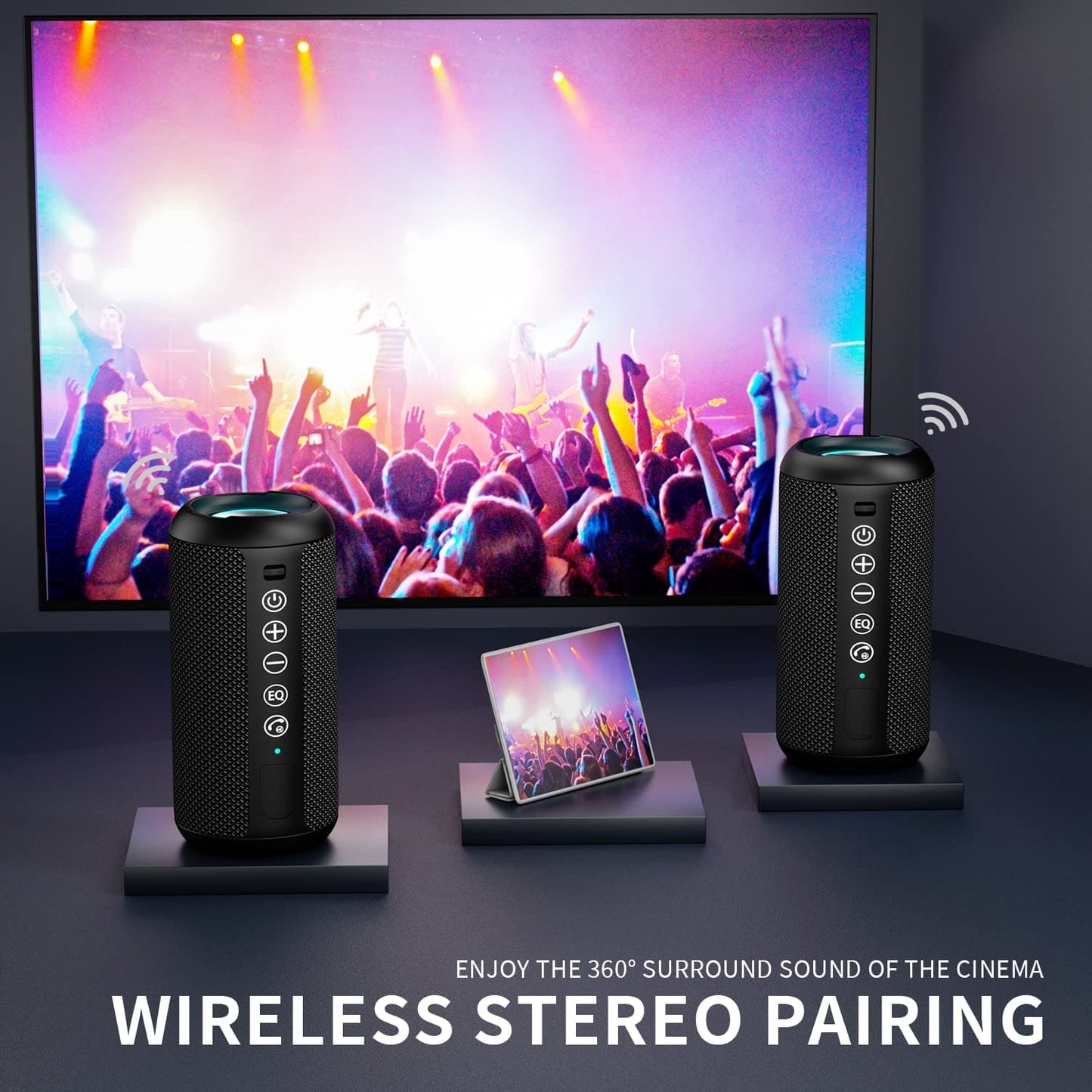 Ortizan Portable Bluetooth Speakers, IPX7 Waterproof Wireless Speaker with 24W Loud Stereo Sound, Deep Bass, Bluetooth 5.3, RGB Lights, Dual Pairing, 30H Playtime for Home, Outdoor, Party EBUYSTT